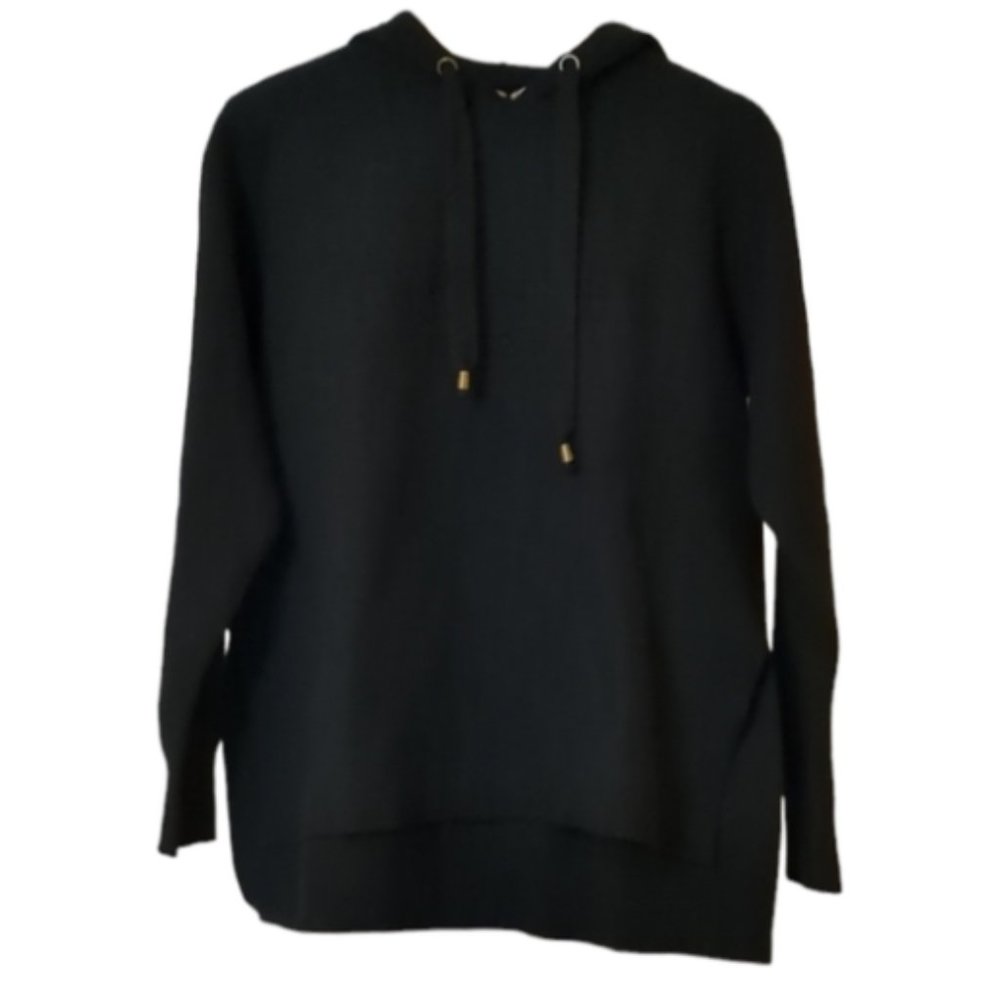 Twinset Milano Black knit hooded long sleeve sweater size XS.